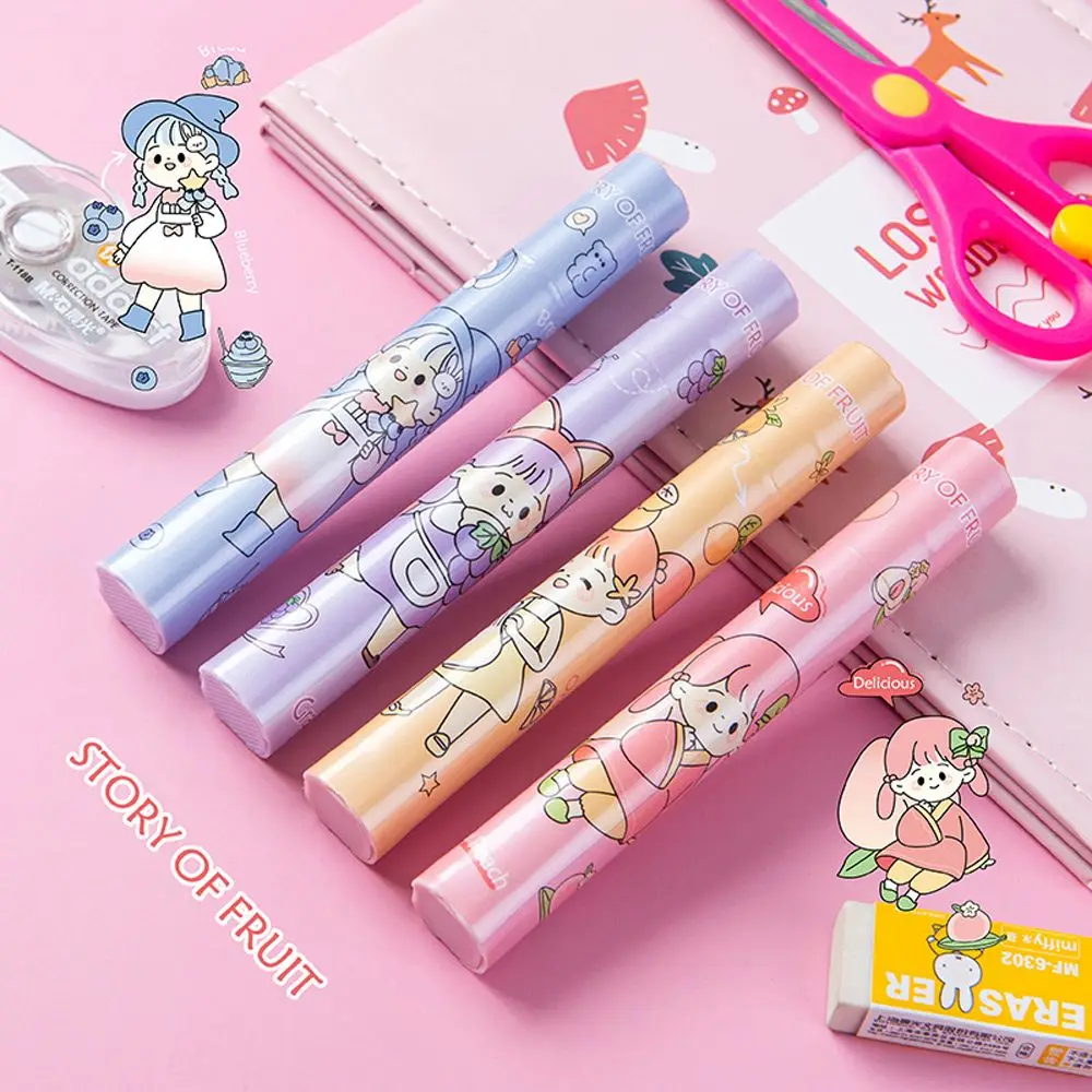 

4 pcs/pack Novelty Girls Cartoon Soft Head Highlighters Art Markers Fluorescent Color Pen Fine Liner School Office Stationery