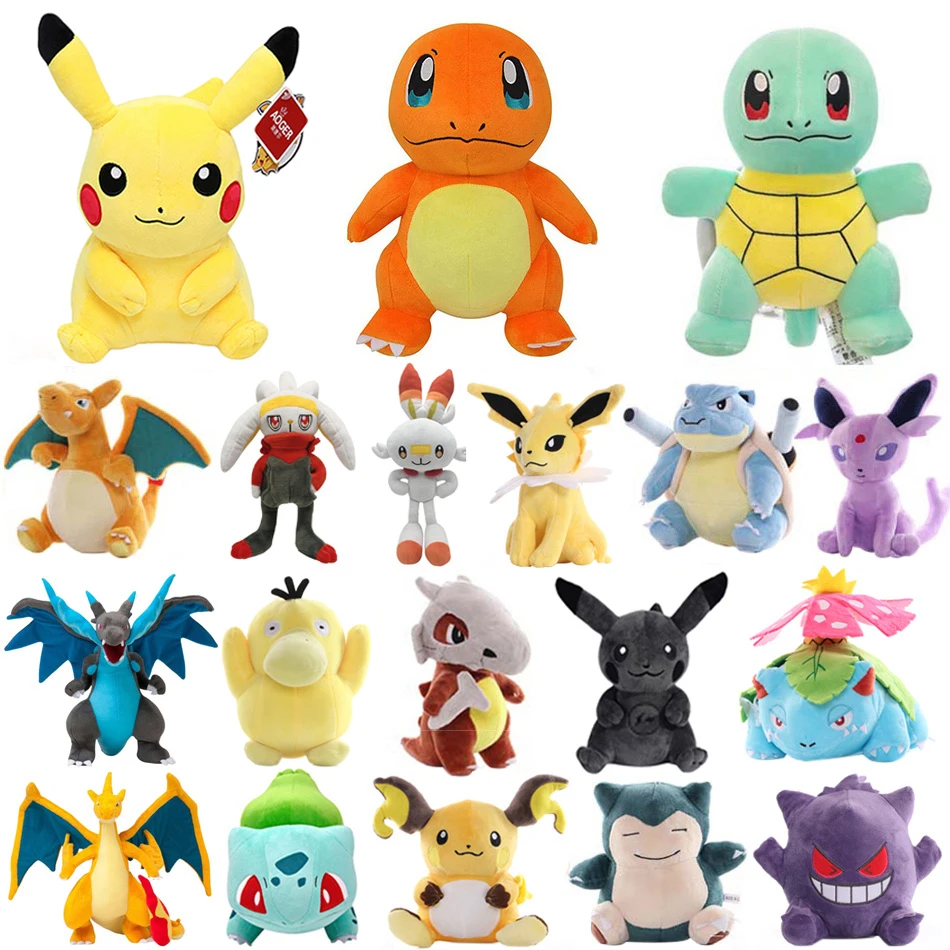 All Model Pokemon Plush 25cm Pikachu Charmander Squirtle Bulbasaur Anime Stuffed Toys  Kawaii Animal Peluche Doll For Kid Gift