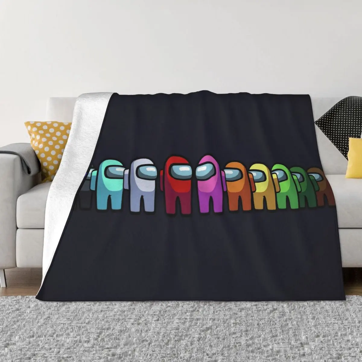 

Colorful Among Us Between Us Blanket Fleece Printed Inner Ghost Game Ultra-Soft Throw Blanket for Bed Car Plush Thin Quilt