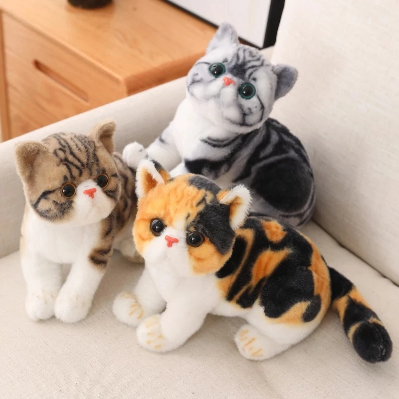 

1 шт., имитация американской коротковоздушной кошки, плюшевая игрушка, мягкая Реалистичная плюшевая сиамская кошка, животные, кукла, игрушки...
