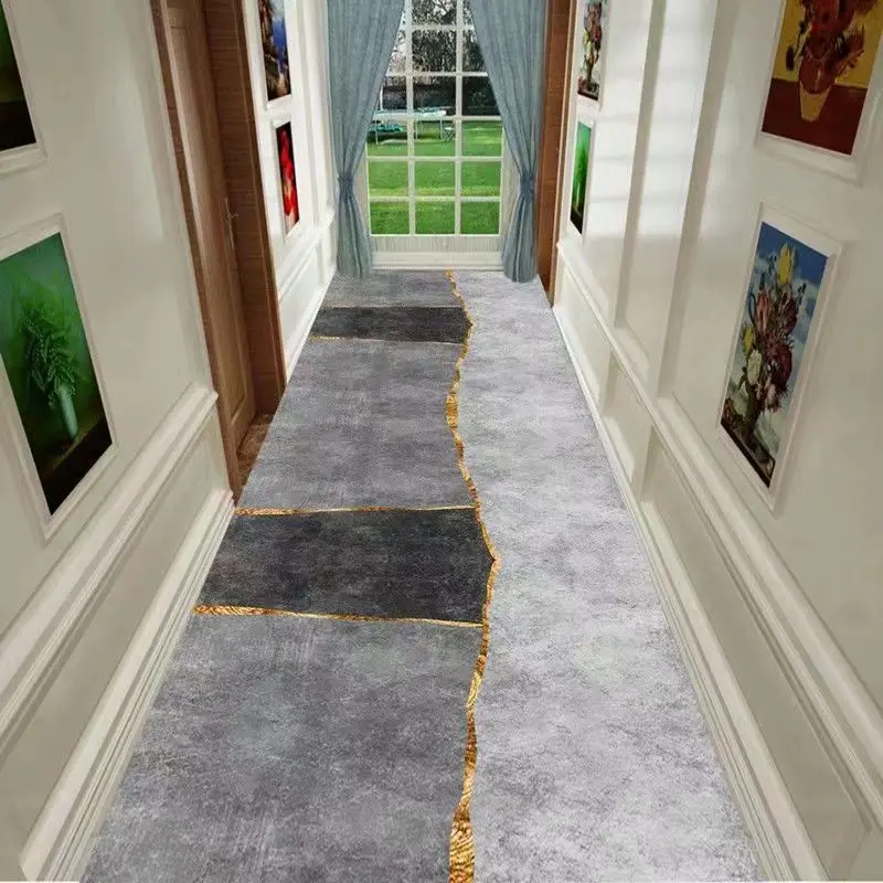 

Роскошный дизайнерский длинный ковер для коридора, Декор, Нескользящие полосы, ковры для гостиницы, гостиной, моющийся дверной коврик