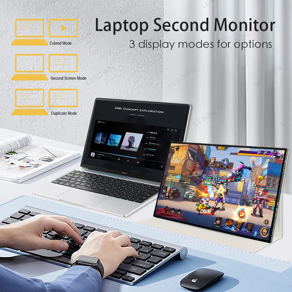 USB-монитор LESOWN 144 Гц 2 5 K HDMI 18 дюймов 2560x1600