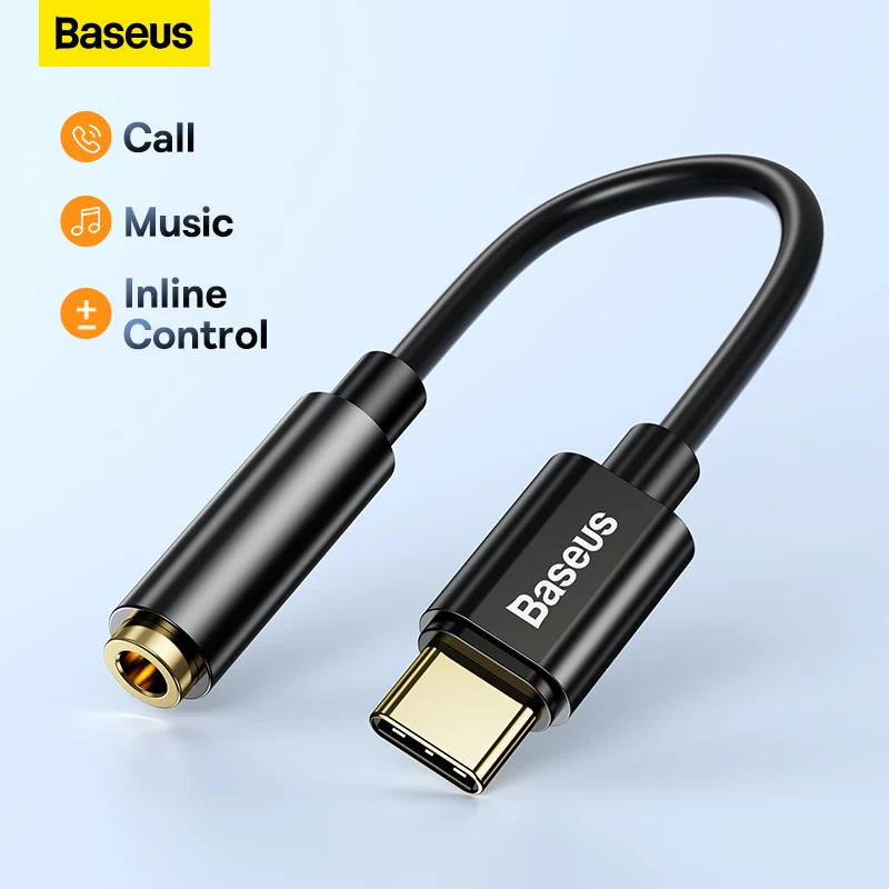 

Baseus USB Type C to 3.5mm Earphone Jack 3.5 AUX Cable USB C Adapter Audio Cable For Samsung Xiaomi Mi10 HUAWEI P30 Oneplus 9