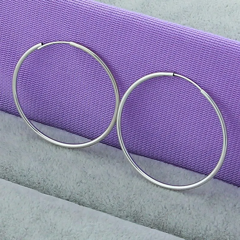 

Женские круглые серьги-кольца из серебра 925 пробы, 35 мм