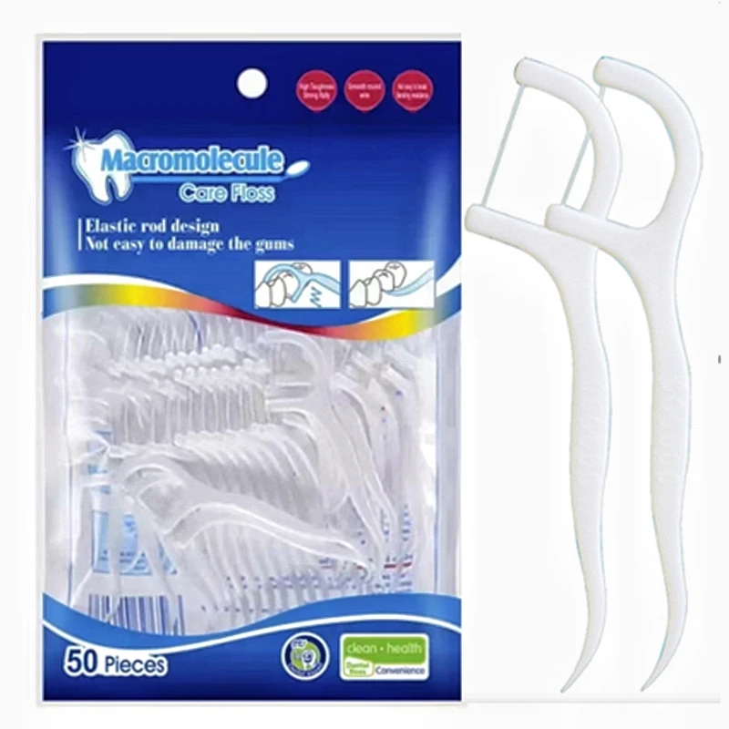 

Disposable Dental Flosser Floss 50pcs Per Bag Toothpicks Oral Hygiene Care Gum Teeth Cleaning Crevice Residue Interdental Brush