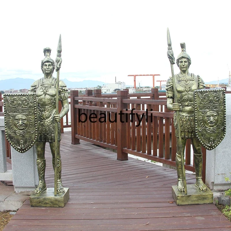 Большая европейская средневековая римская фигура самурая скульптура орнамент