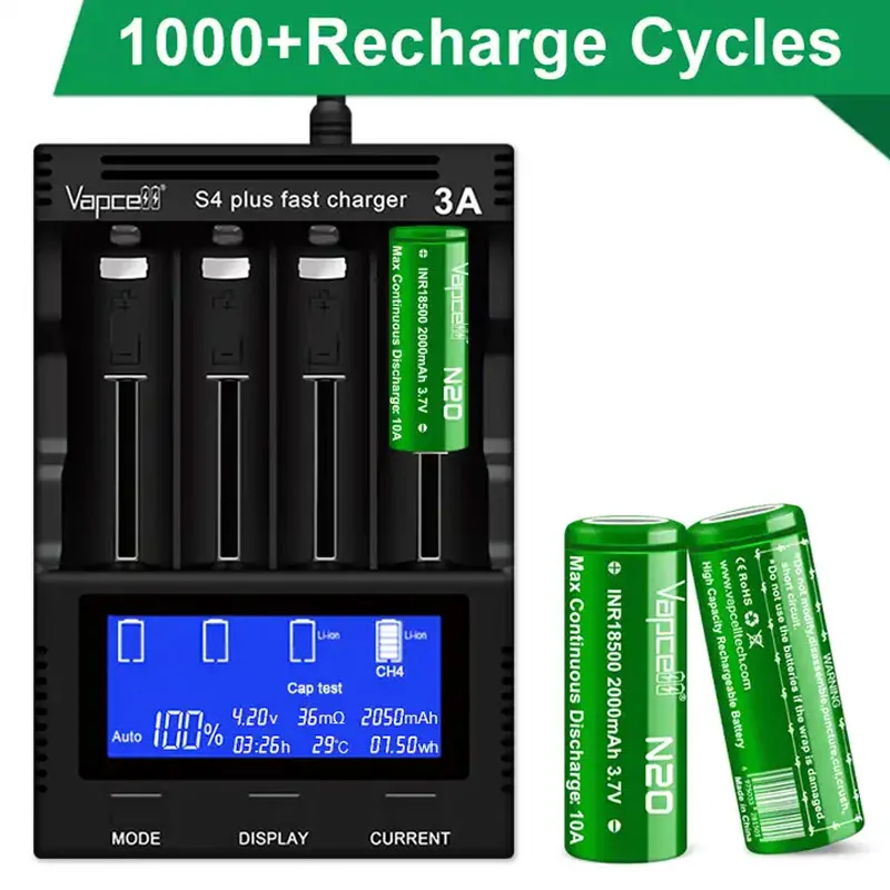 100% Оригинальные литий-ионные перезаряжаемые батареи Vapcell INR 18500 2000 мАч CDR 10A 3.7V N20 для фонариков, камер и игрушек (art.: 3920cbccf6818) - 3920cbccf6818