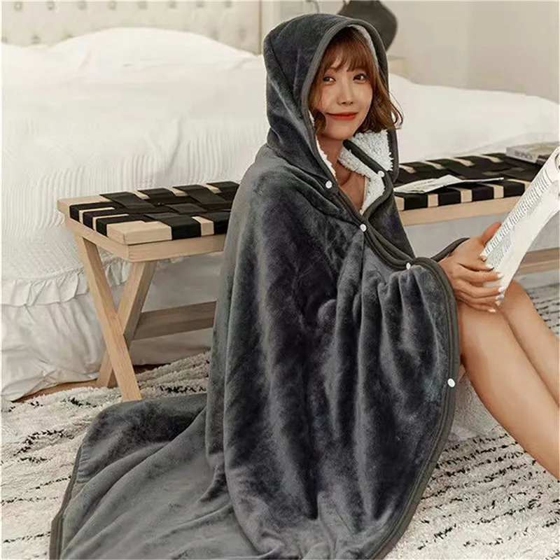 

Зимнее пушистое фланелевое одеяло, пушистый теплый мягкий чехол для дивана, офисное однотонное прочное покрывало, коралловый флис, плюшевая съемная накидка с капюшоном