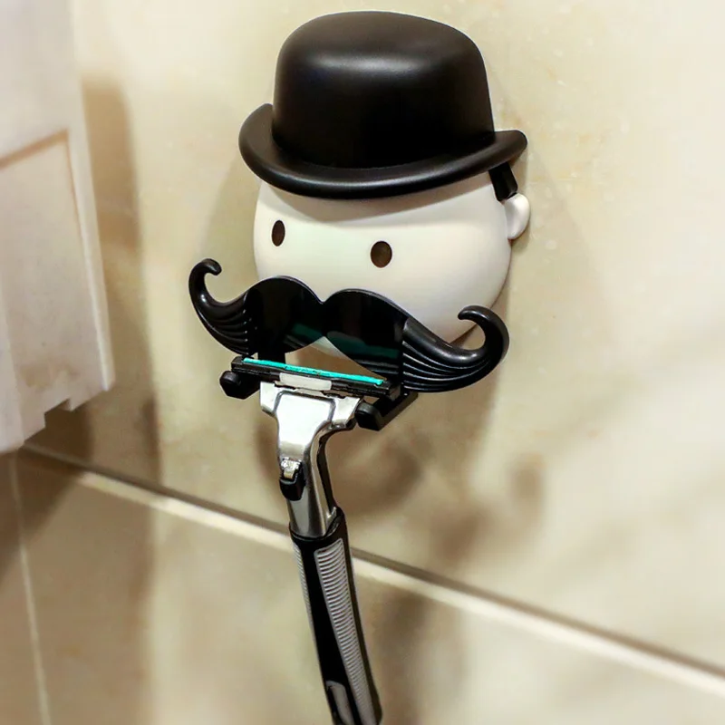 

Moustache Shape Plastic Shaver Holder Bathroom Washroom Wall Sucker Storage Rack Razor Beard Shaver Organizer Suction Cup Hook