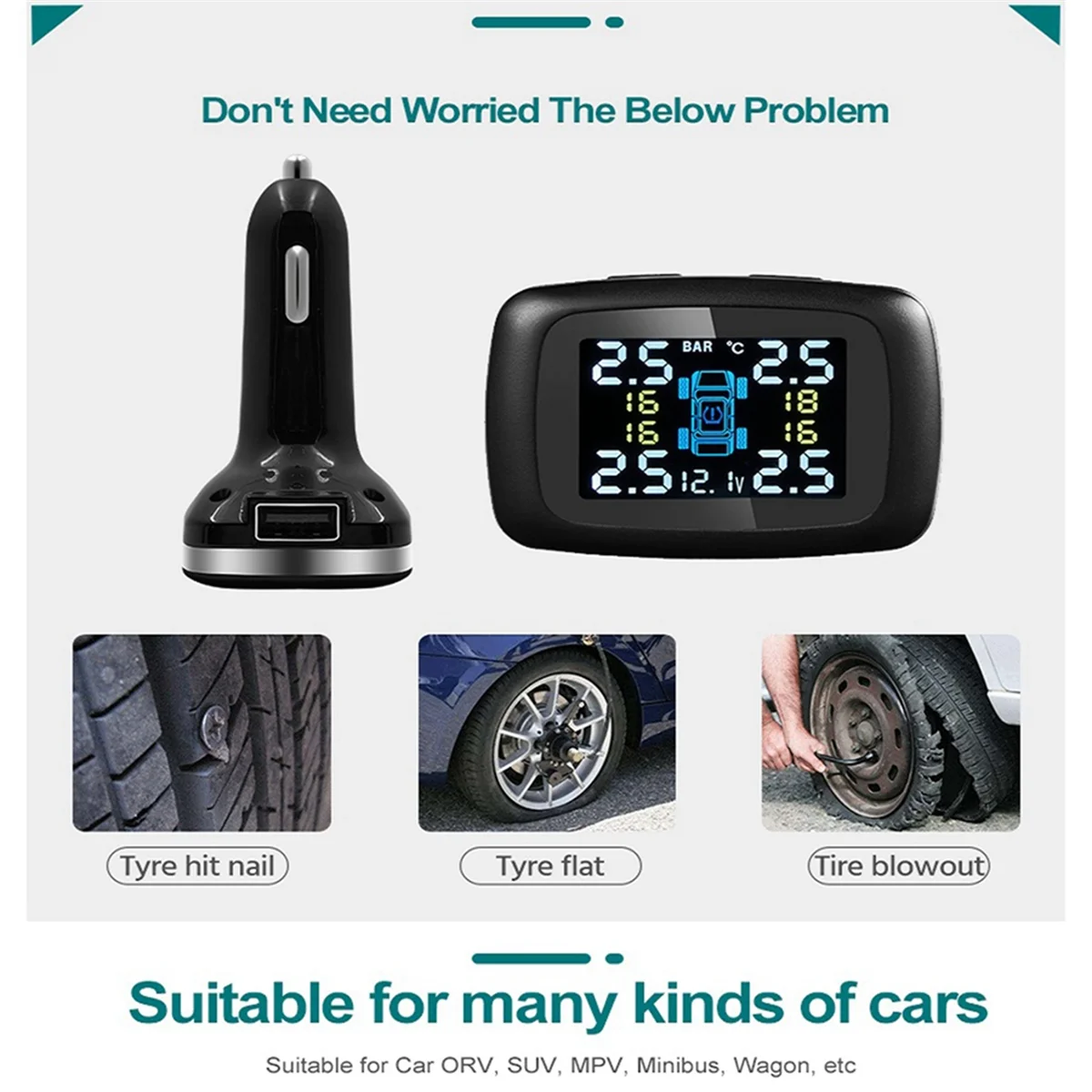 Автомобильное зарядное устройство TPMS Датчик Tpms Система контроля давления в