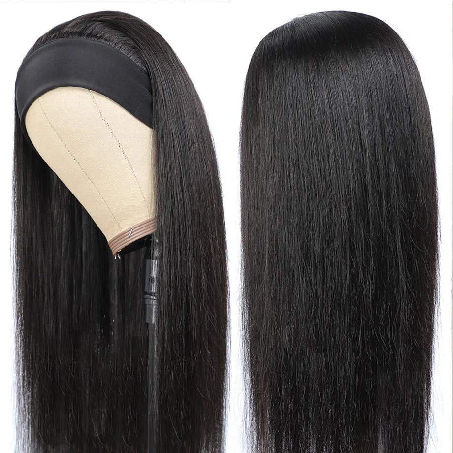 Headband Wigs for Women Thick Bouncy Black Hair Straight Wigs Glueless Synthetic Wigs Cosplay Daily Wigs Heat Resistant Fiber