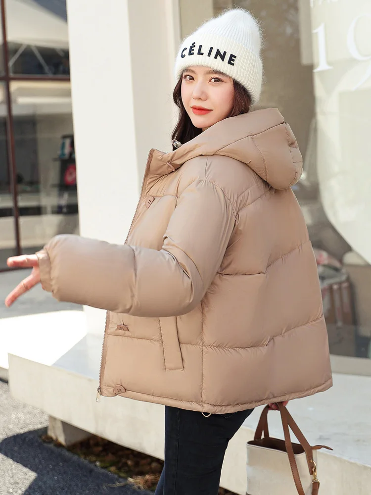 Winter Jacket Women Overcoat Thick Down Cotton Padded Short Parkas Mujer Oversize Casual Hooded Bubble Coat Female