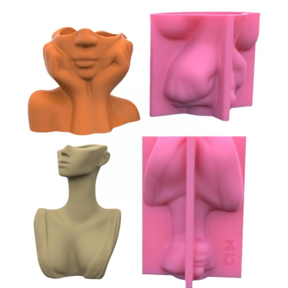 

Geometric Cheek Support Face Gypsum Silicone Molds Storage Box Mold for Making Succulent Plants Flower Pot Candle Holder Q6L6