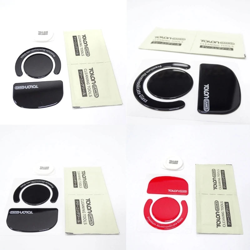 

20CB Glass Mouse Skates Pad 1Set Rounded Curved Edges Mouse Feet Stickers for Logitech G Pro X Superlight Mouse Black Red