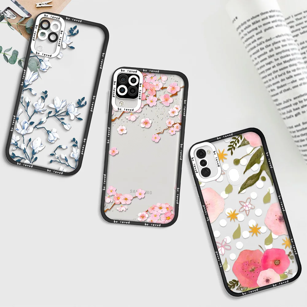 

Clear Flowers Case for Samsung A12 A11 A21S A71 A32 4G A52 A52S A53 5G A72 S22 Plus S22Ultra Shockproof Coque Phone Back Cover