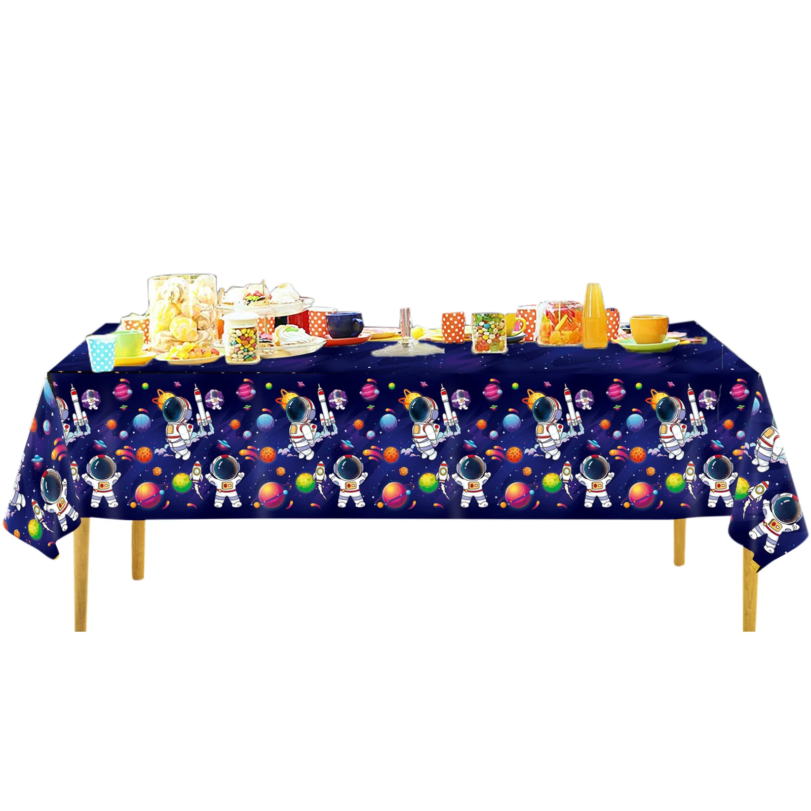 

Outer Space Tablecloth Outer Space Cartoon Astronauts Table Cloth Waterproof PE Table Cloth For Birthday Party Decoration Kids
