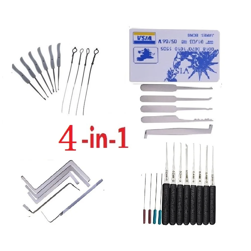 

4in1 Lock Pick Set Locksmith Supplies Broken Key Auto Extractor Remove Hooks Stainless Steel DIY Hand Tools Hardware