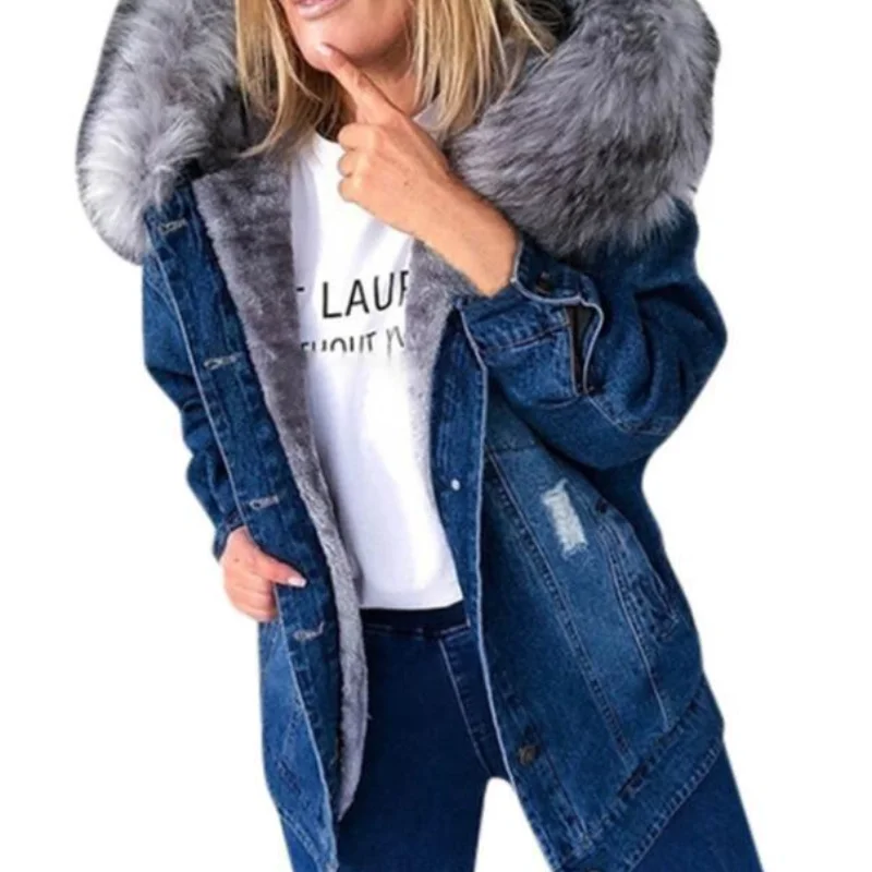 Европейская и американская Женская осенне-зимняя стильная Толстая джинсовая