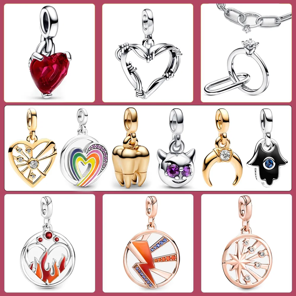 

925 Sterling Silver Charm Fit Me Series Bracelet Wire Heart Medallion Silver Charm Beautiful Girl Gift