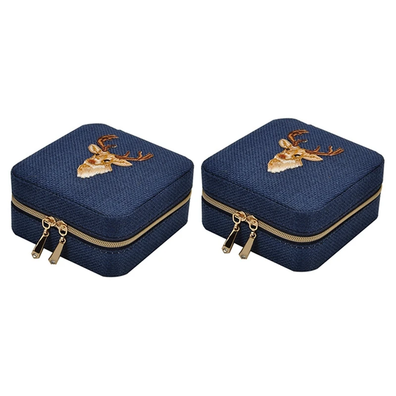 Multifunction Necklace Ring Earings Bracelet Storage Box Organizer Girl Gift Blue