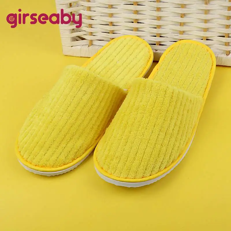 

10 пар одноразовых гостиничных зимних тапочек для путешествий для женщин и мужчин, моющаяся домашняя хлопковая домашняя обувь для дома, слан...