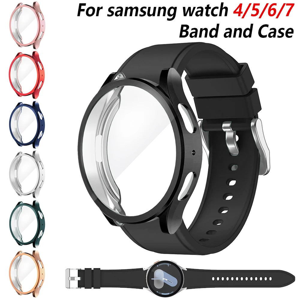 Чехол + оригинальный ремешок для Samsung Galaxy Watch 4/5/6/7 40/44 мм мягкий универсальный