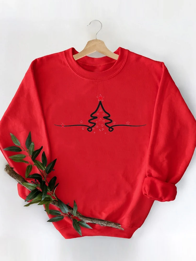 

Sweatshirts Holiday Merry Christmas Women Fashion Clothing Tree Lovely Cute 90s Casual Female Print Graphic Pullovers
