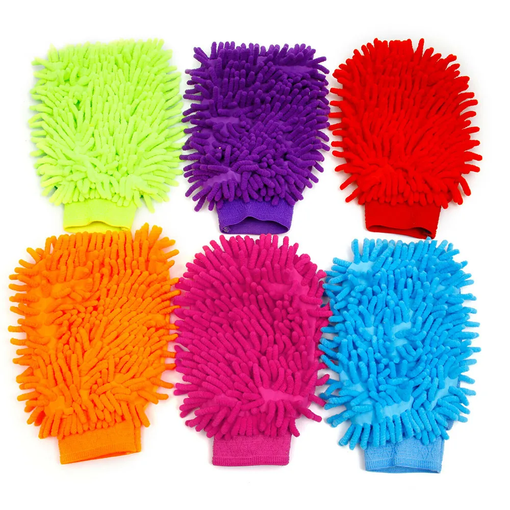 

6X Microfiber Car Care Kitchen Household Wash Washing Cleaning Glove Mit Clean For Glass Bumpers Wheels