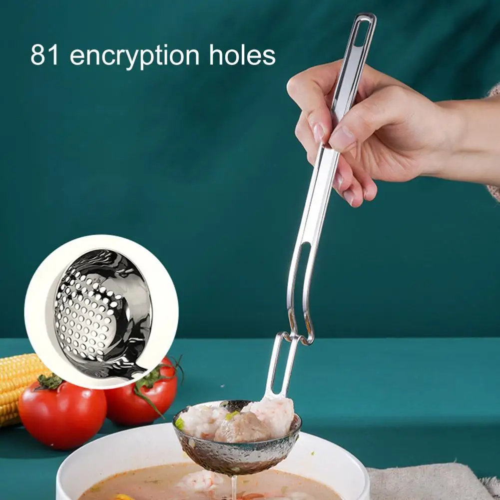 

Curved Handle Durable Labor-saving Soup Serving Ladle Ergonomic Colander Spoon No Burrs Kitchen Supply