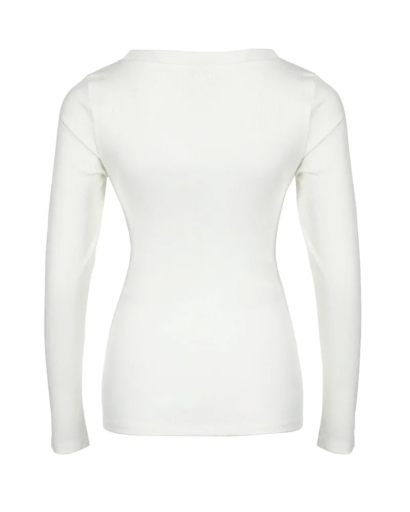 Модные женские футболки новинка 2023 тонкий топ с U-образным вырезом для женщин