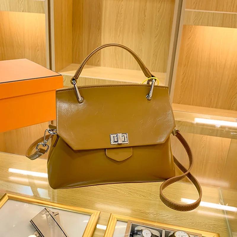 

Vintage Oil Wax Leathe Shoulder Crossbody Bags for Women 2022 Luxury Brand Ladies Handbags Designer Trend Female Messenger Bag
