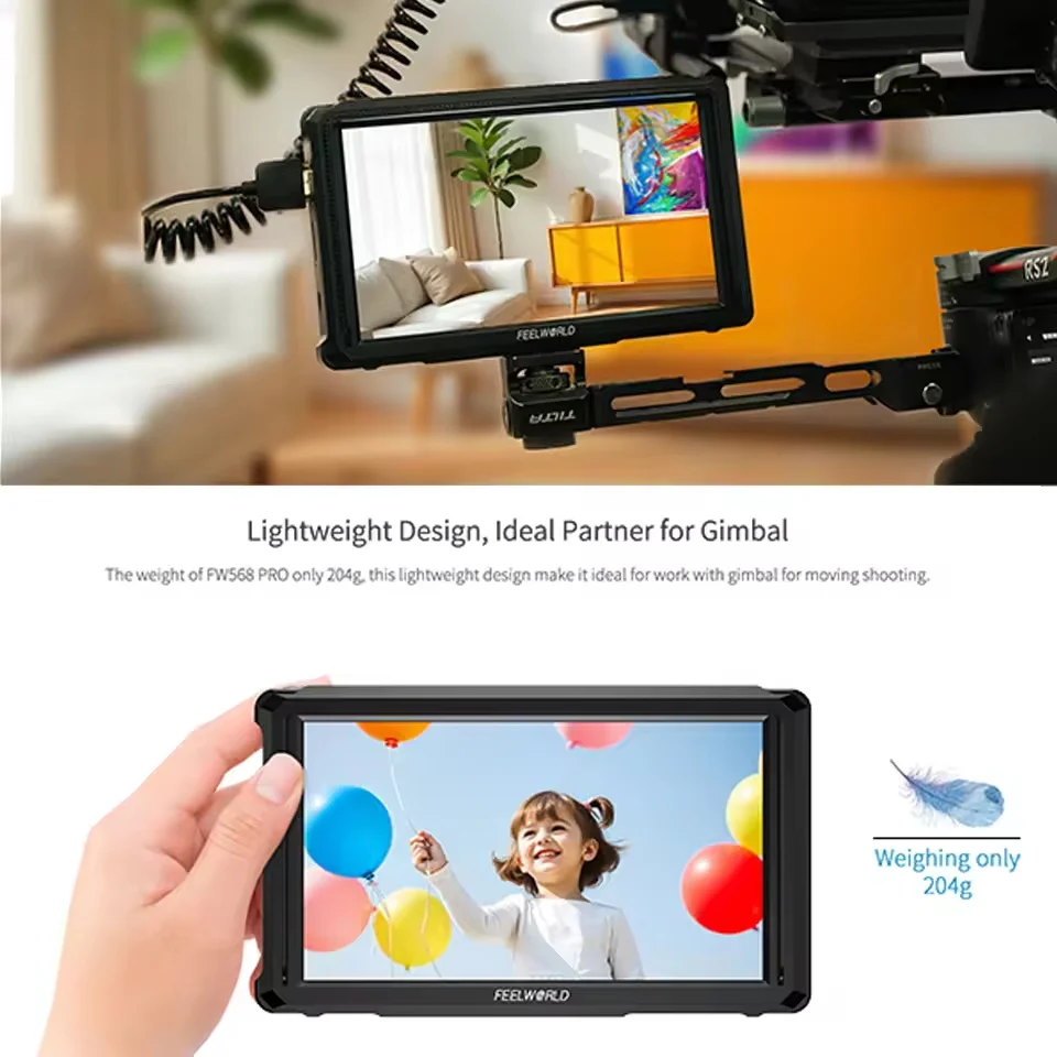 FEELWORLD FW568 PRO Монитор камеры 6 дюймов 1200 нит Высокая яркость Камера DSLR Full HD 1080P 4K 60 Гц
