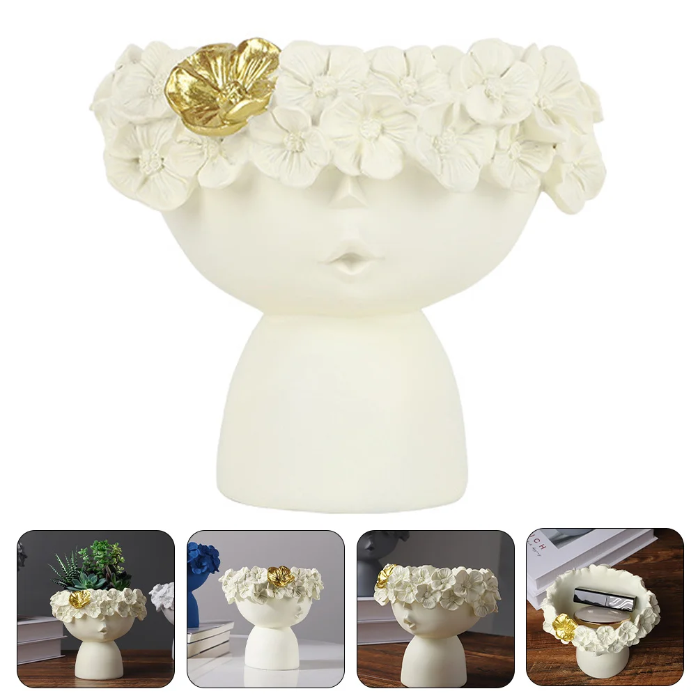 

Pots Planter Face Pot Head Vase Flower Succulent Human Lady Female Bust Statue Planters Resin Modern Indoor Girl Girls Garden