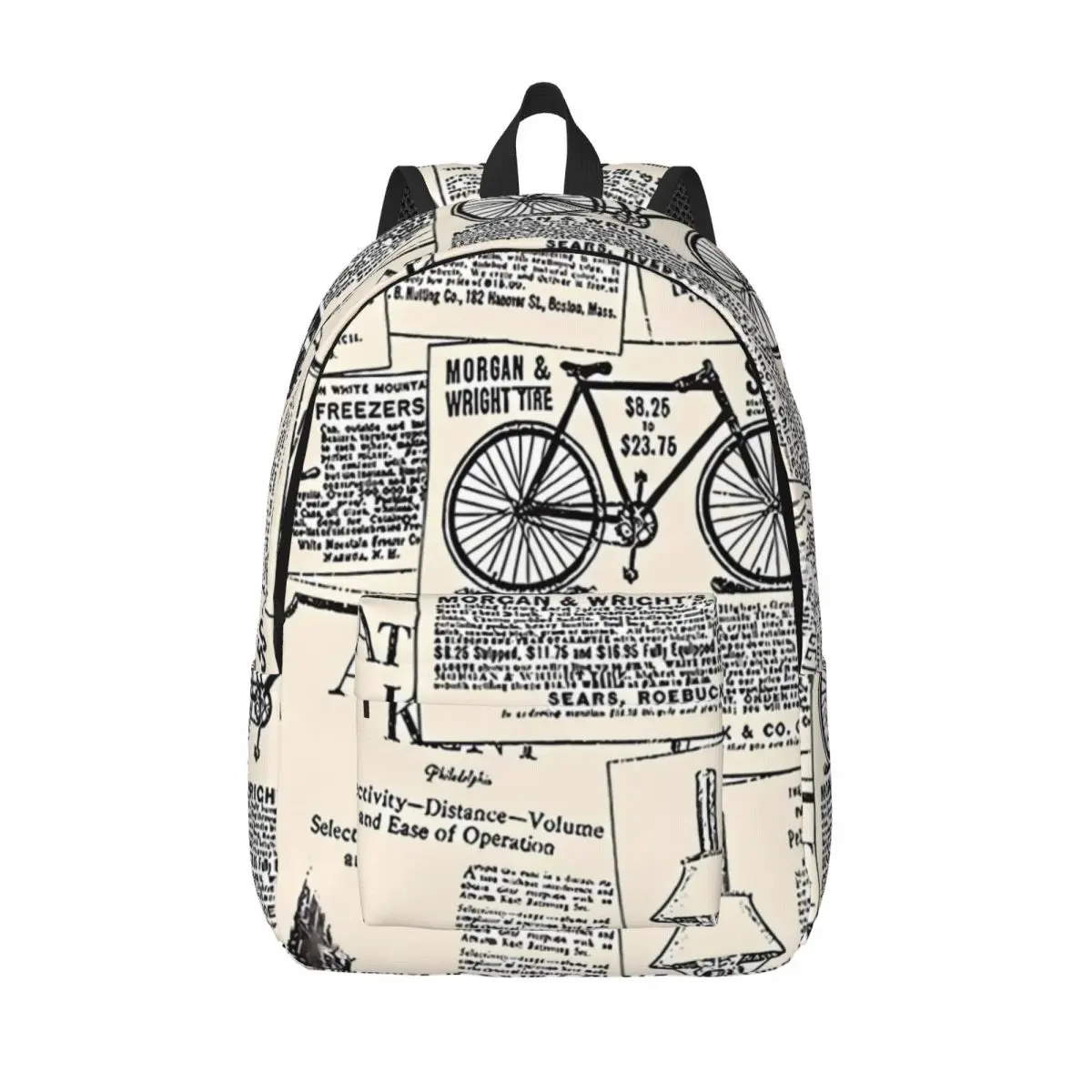 

Vintage Newspaper Backpack Teen Letter Print Large Backpacks Polyester Casual School Bags University Designer Rucksack