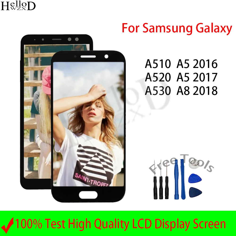 

Оригинальный ЖК-экран для Samsung Galaxy A5 2016 2017 A8 2018 A510 A520 A530, ЖК-дисплей с сенсорным экраном и дигитайзером в сборе