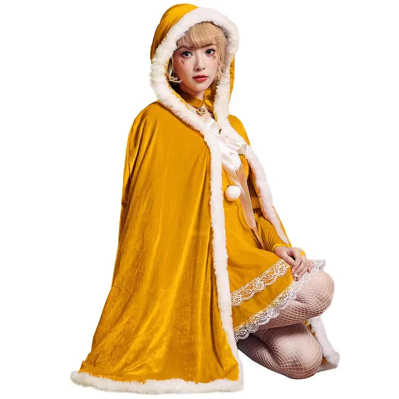 

Женский желтый Рождественский плащ, женские костюмы на Хэллоуин, кролик, девочка, косплей, карнавал, Пурим, ночной клуб, бар, ролевые игры Вечерние вечернее платье