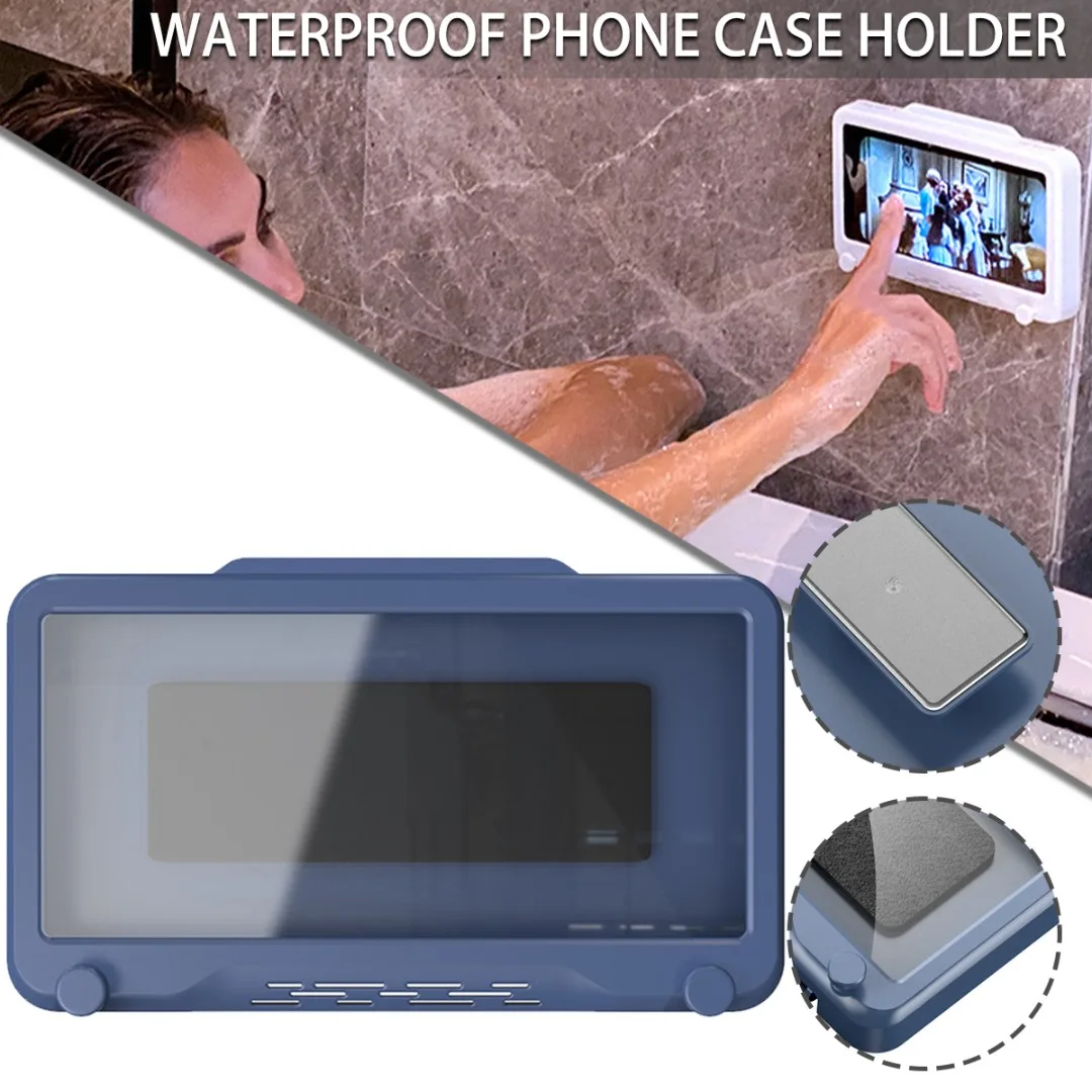 

185*107*23mm Bathroom Phone Bracket Waterproof Hands-free Gadget Shower Case 360 Degree Rotation Smartphone Box Stand