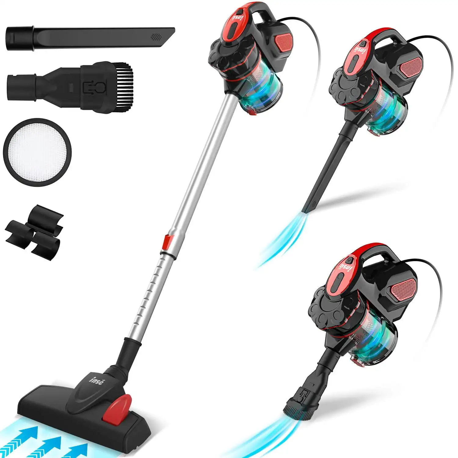 

Corded Stick Vacuum Cleaner, 18Kpa Powerful Handheld Vacuum with 600W Motor,6-in-1 Lightweight Vacuum Cleaner for Home Carpet Ha