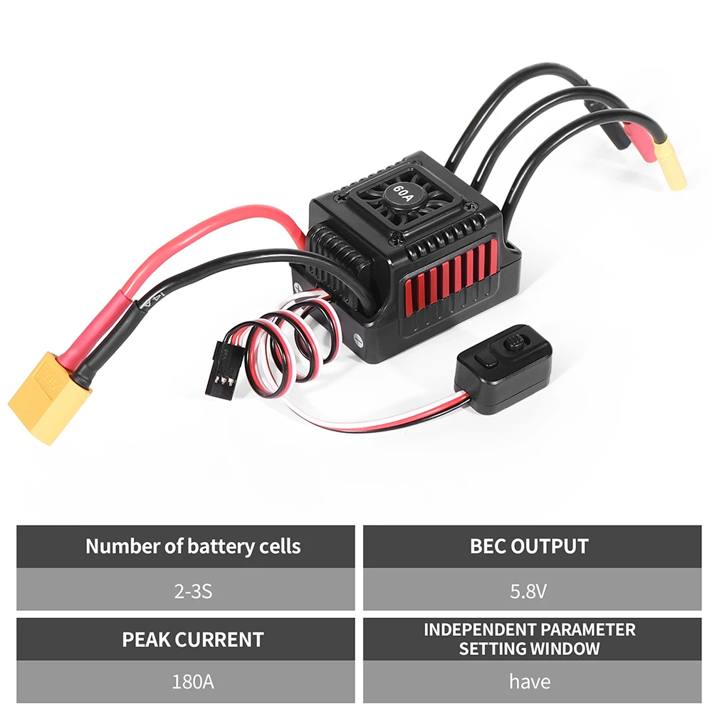 Бесщеточный электрический регулятор скорости ESC 60A 2-3S T/XT60 BEC