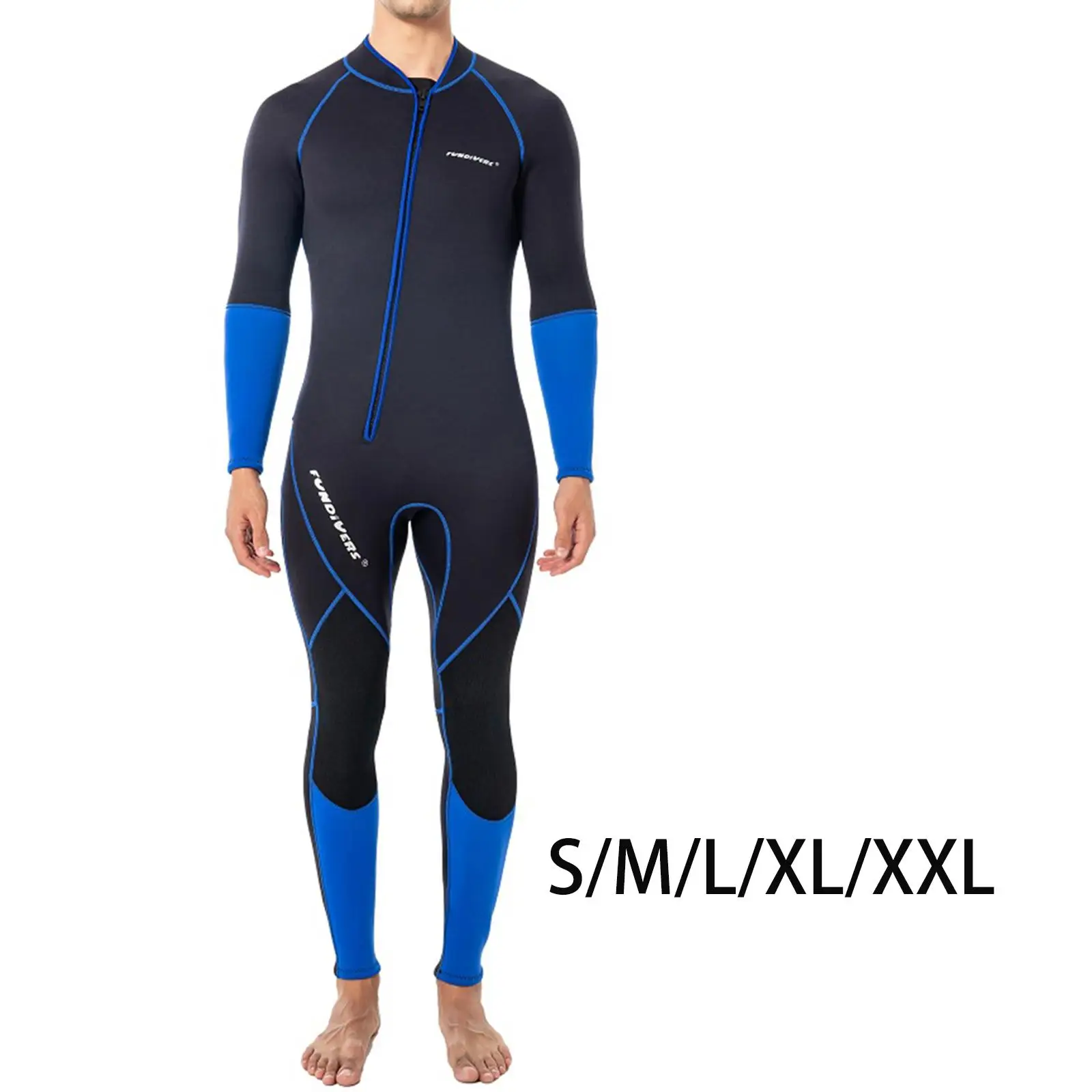Long Sleeve Front Zip 3mm Neoprene Wetsuit, Split Swimsuit, Full Bathing Suit