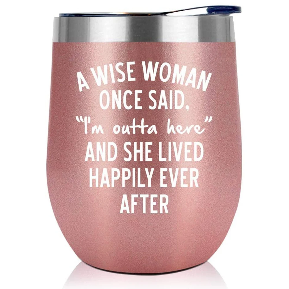 

12 Oz Double Wall Vacuum Insulated Wine Tumbler, Retirement Gifts for Women,Coworker Leaving Gifts,Rose Gold