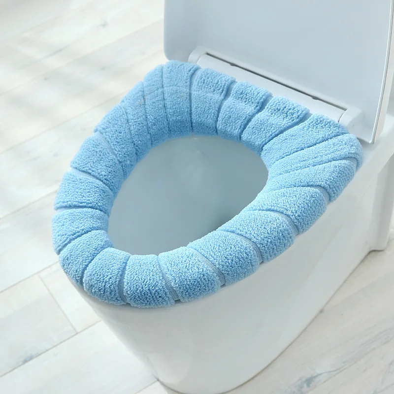 O-shape Winter Warm Toilet Seat Cover Closestool Mat 1Pcs Washable Bathroom Accessories Knitting Pure Color Soft Pad |