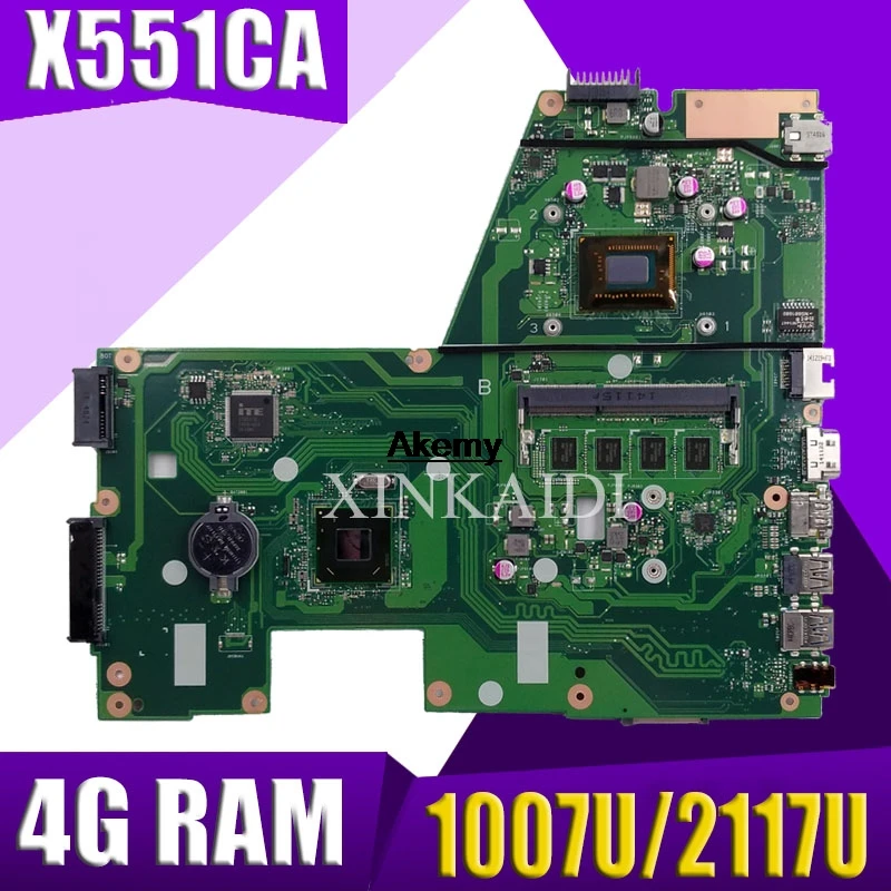 

Материнская плата XinKaidi X551CA для ноутбука ASUS X551CA X551CAP X551C F551C F551CA, протестированная оригинальная материнская плата 2117U/1007U, 4 Гб ОЗУ, без разъема