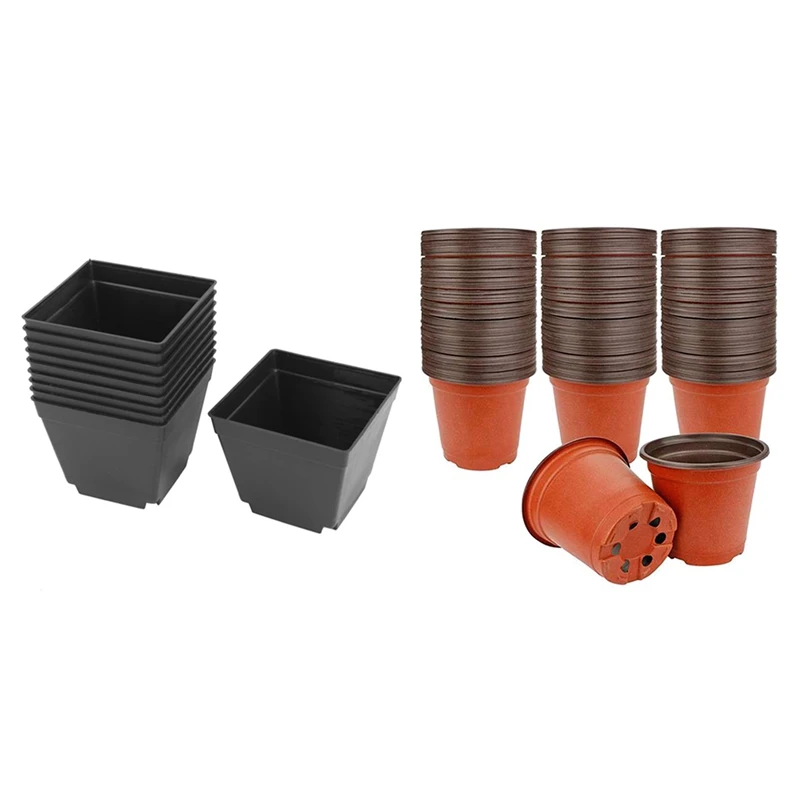 

30 Pack 4Inch Black Square Plastic Plant Pots With 130 Pack 6-Inch Plastic Plant Nursery Pots