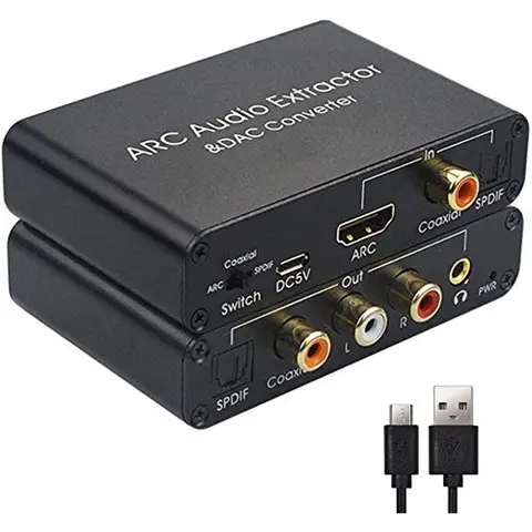 DAC конвертер 192 кГц  HDMI ARC  Toslink/Coaxial в RCA 3.5 мм