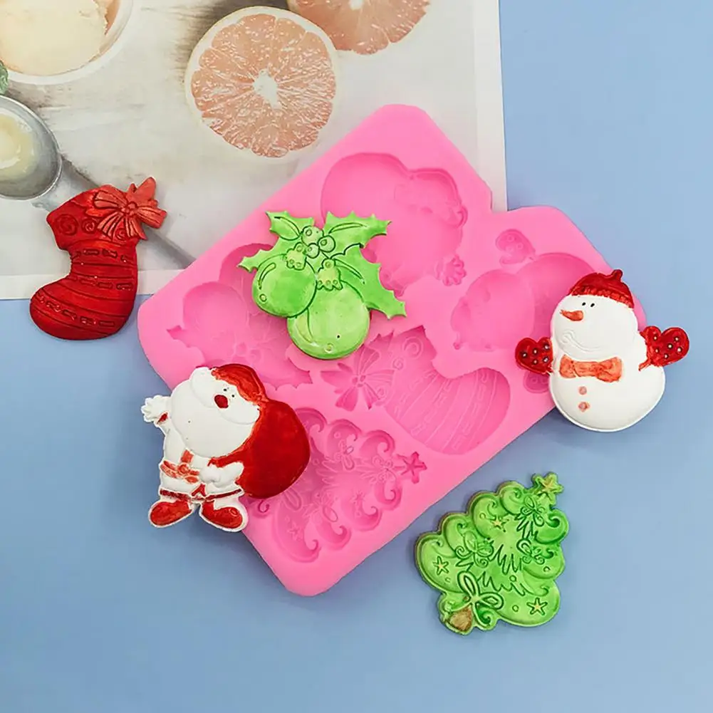 

Cake Mold Non-stick Reusable Food Grade Do Cake Decorating Silica Gel Xmas Theme Biscuit Mold for Cake Shop