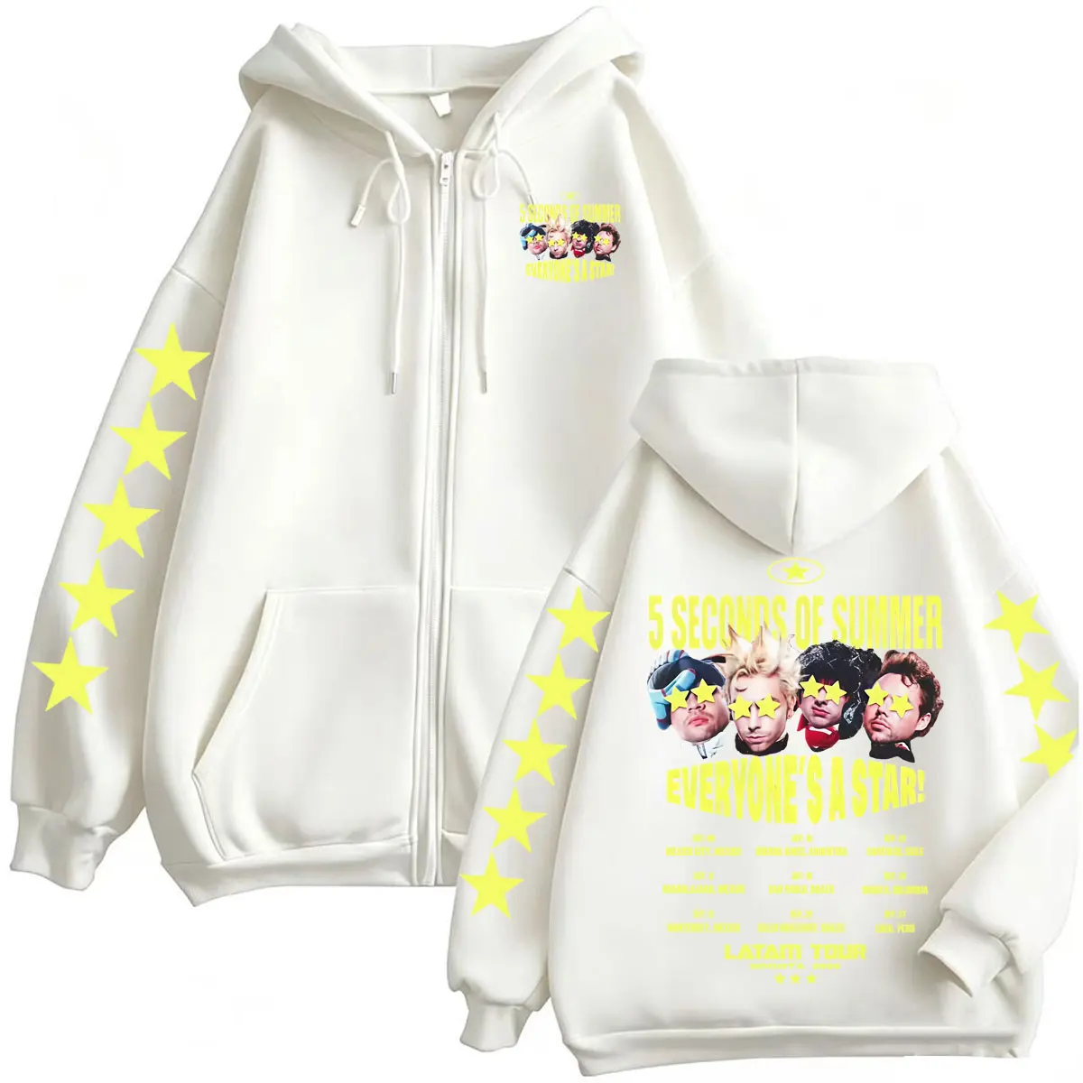 Мужские толстовки с капюшоном на молнии 5 Seconds of Summer Everyone's A Star Latam Tour 2026, готические, в стиле Харадзюку, высокого качества, куртки-свитшоты (art.: 3920dc804c804) - 3920dc804c804