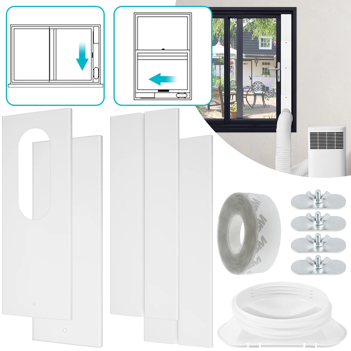 

Universal Air Conditioner Kit Portable AC Window with Seal Panel 5 inches Coupler Adjustable AC Vent Durable PVC Air Conditioner