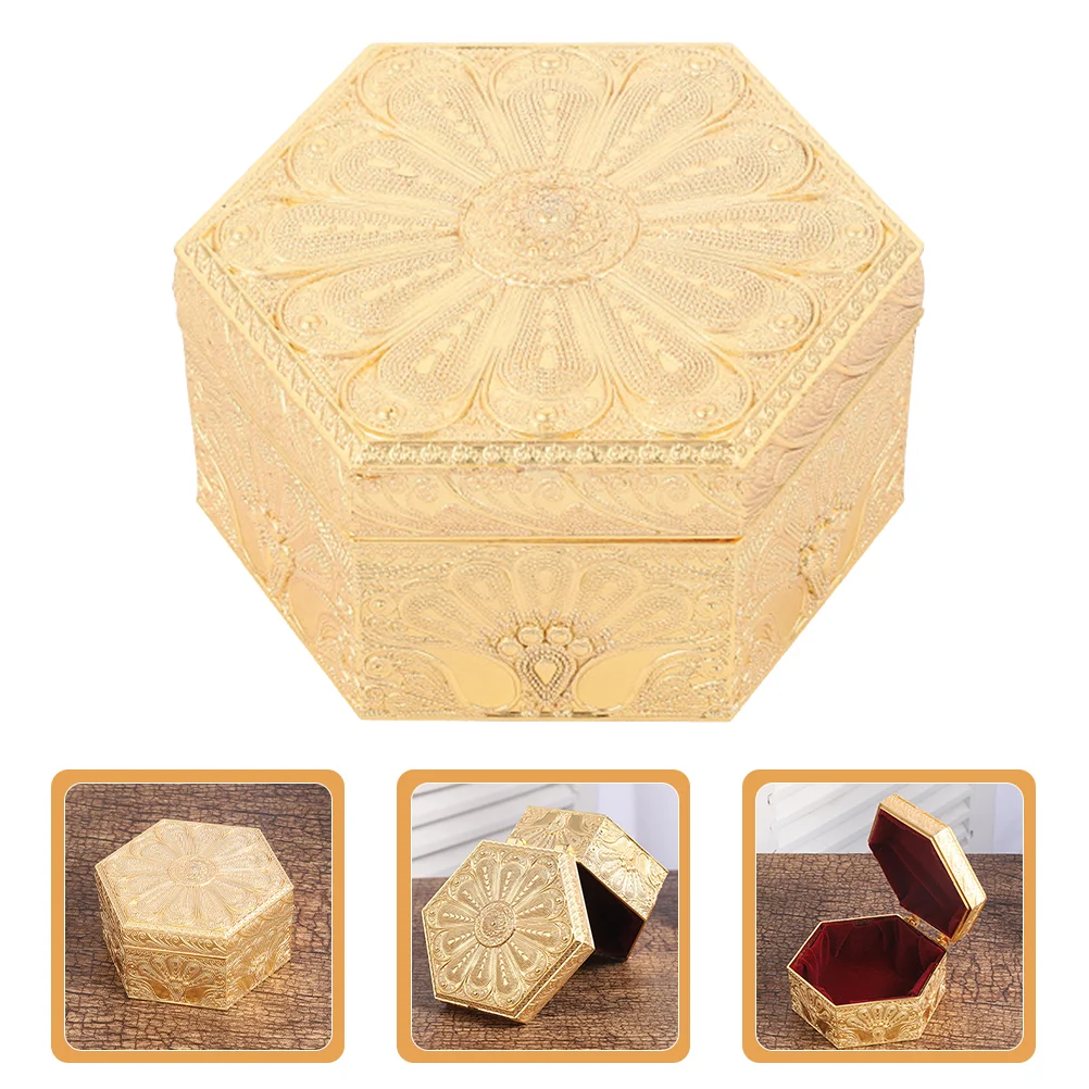 

Box Jewelry Ring Hexagonal Trinket Engagement Storage Hexagon Vintage Wedding Organizer Decorative Travel