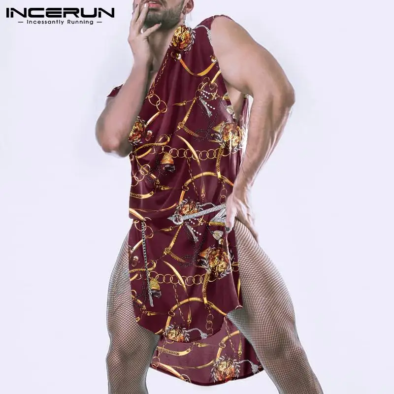

INCERUN Tops 2022 Fashion Casual New Men Waistcoat Casual Streetwear Male Printing Full Pile Collar Sleeveless Dress Vests S-5XL
